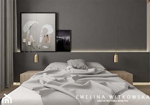 Apartament na Mokotowie - Średnia szara sypialnia, styl nowoczesny - zdjęcie od Ewelina Witkowska Architektura Wnętrz