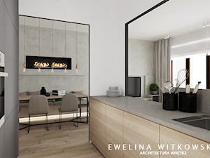 Apartament na Mokotowie - Średnia otwarta z kamiennym blatem biała z zabudowaną lodówką kuchnia dwurzędowa, styl nowoczesny - zdjęcie od Ewelina Witkowska Architektura Wnętrz