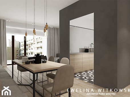 Aranżacje wnętrz - Jadalnia: Apartament na Mokotowie - Średnia biała szara jadalnia w salonie, styl nowoczesny - Ewelina Witkowska Architektura Wnętrz. Przeglądaj, dodawaj i zapisuj najlepsze zdjęcia, pomysły i inspiracje designerskie. W bazie mamy już prawie milion fotografii!