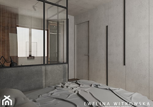 Mieszkanie w warszawskim Wilanowie - Mała szara sypialnia, styl industrialny - zdjęcie od Ewelina Witkowska Architektura Wnętrz