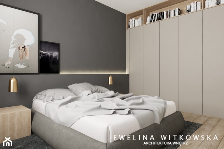 Apartament na Mokotowie - Średnia szara sypialnia, styl nowoczesny - zdjęcie od Ewelina Witkowska Architektura Wnętrz