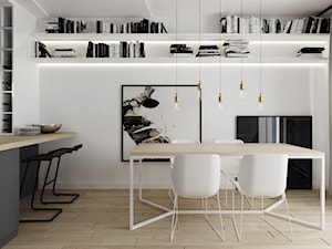 Wilanów - Średnia biała jadalnia w kuchni, styl nowoczesny - zdjęcie od Ewelina Witkowska Architektura Wnętrz