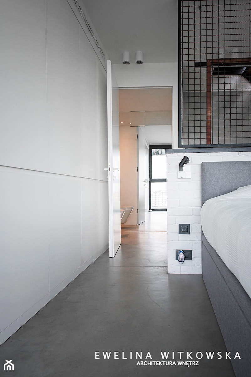 Dwupoziomowe mieszkanie w Warszawie - Sypialnia, styl nowoczesny - zdjęcie od Ewelina Witkowska Architektura Wnętrz