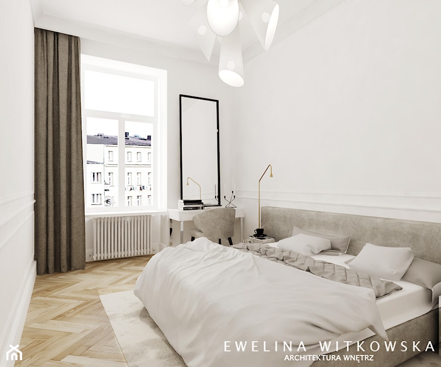 Mieszkanie w warszawskiej kamienicy - Średnia biała sypialnia, styl tradycyjny - zdjęcie od Ewelina Witkowska Architektura Wnętrz