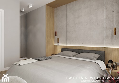 Mieszkanie na warszawskiej Ochocie - Mała szara sypialnia, styl nowoczesny - zdjęcie od Ewelina Witkowska Architektura Wnętrz