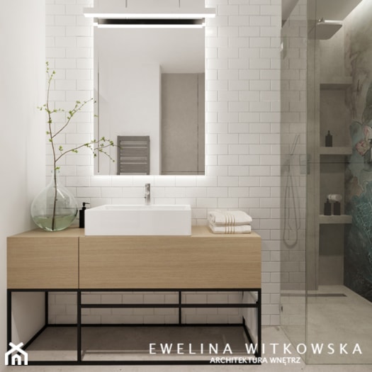 Mieszkanie na warszawskiej Ochocie - Mała bez okna z lustrem łazienka, styl nowoczesny - zdjęcie od Ewelina Witkowska Architektura Wnętrz