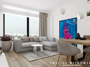 Mieszkanie na warszawskiej Ochocie - Mały biały salon z jadalnią, styl nowoczesny - zdjęcie od Ewelina Witkowska Architektura Wnętrz