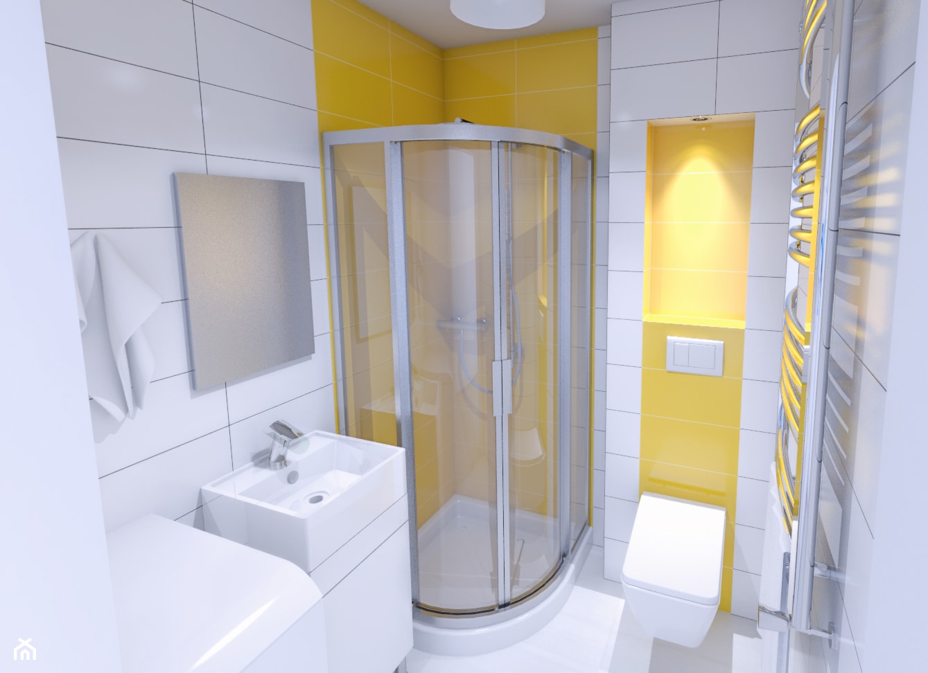 aranżacja łazienki 2,5 m2 w kawalerce 24 m2 - zdjęcie od Michał Ślusarczyk - Homebook