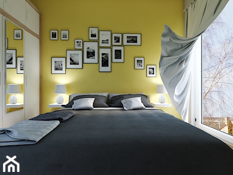 Aranżacje wnętrz - Sypialnia: yellow-grey bedroom - Michał Ślusarczyk. Przeglądaj, dodawaj i zapisuj najlepsze zdjęcia, pomysły i inspiracje designerskie. W bazie mamy już prawie milion fotografii!