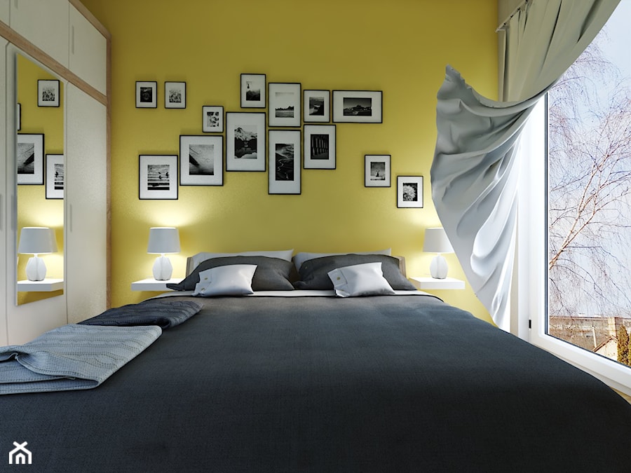 yellow-grey bedroom - zdjęcie od Michał Ślusarczyk