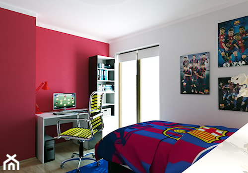 Willa Julia 4 - Mały biały czerwony pokój dziecka dla dziecka dla nastolatka dla chłopca, styl nowoczesny - zdjęcie od Michał Ślusarczyk