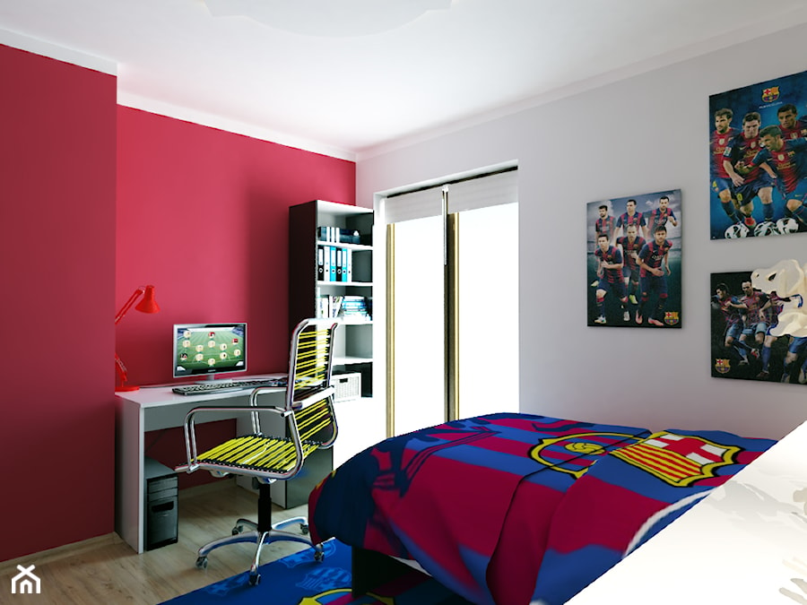 Willa Julia 4 - Mały biały czerwony pokój dziecka dla dziecka dla nastolatka dla chłopca, styl nowoczesny - zdjęcie od Michał Ślusarczyk