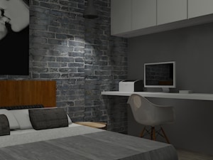 sypialnia w stylu industrialnym - zdjęcie od Dekomania Studio