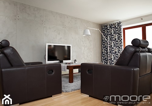 Imitacja betonu architektonicznego w salonie - zdjęcie od Studio Dekoracji Wnętrz MOORE