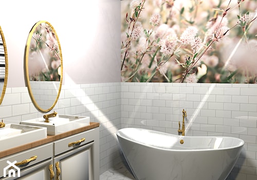 Romantyczna łazienka z fototapetą - zdjęcie od W.Angelika