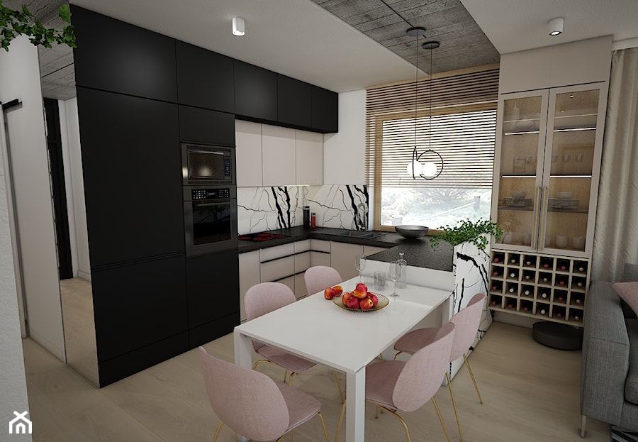 Salon z kuchnią i częścią jadalną - zdjęcie od MOUD Joanna Swatek