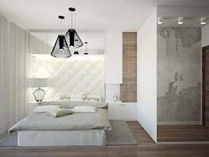Sypialnia w stylu modern glamour - Duża beżowa biała sypialnia, styl glamour - zdjęcie od MOUD Joanna Swatek