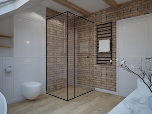 Łazienka z cegiełką i marmurem - zdjęcie od MOUD Joanna Swatek