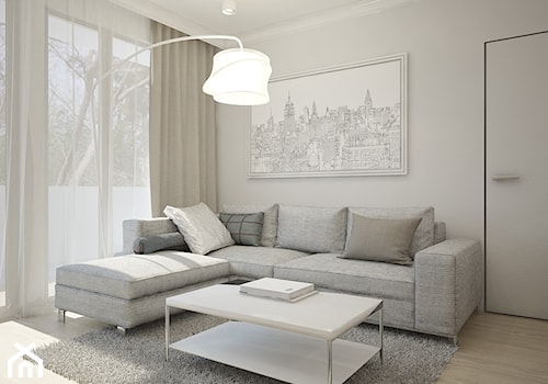 Mieszkanie w Pruszkowie - Mały biały salon, styl skandynawski - zdjęcie od MOUD Joanna Swatek