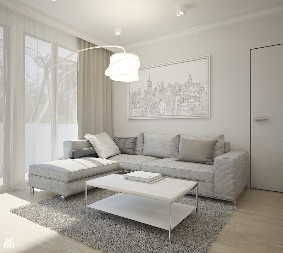 Mieszkanie w Pruszkowie - Mały biały salon, styl skandynawski - zdjęcie od MOUD Joanna Swatek