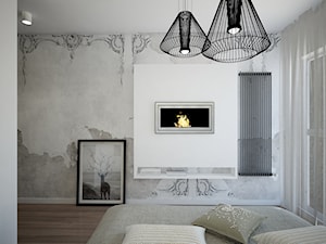 Sypialnia w stylu modern glamour - Średnia biała sypialnia z balkonem / tarasem, styl glamour - zdjęcie od MOUD Joanna Swatek