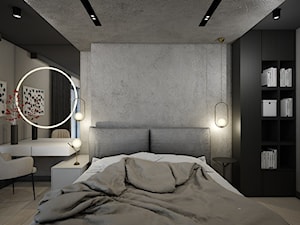 sypialnia z betonem w ciemnych kolorach - zdjęcie od MOUD Joanna Swatek