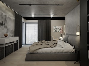 sypialnia z betonem w ciemnych kolorach - zdjęcie od MOUD Joanna Swatek