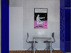 Męska kawalerka w Bialesku- Podlaskim - Mała niebieska szara jadalnia jako osobne pomieszczenie, styl nowoczesny - zdjęcie od MOUD Joanna Swatek
