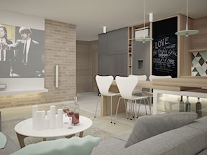 APARTAMENT W KRAKOWIE - Średni salon z kuchnią z jadalnią, styl skandynawski - zdjęcie od kilandesign