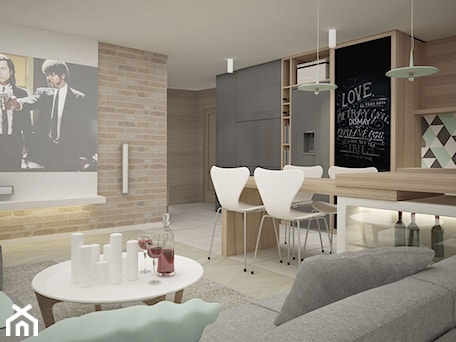 Aranżacje wnętrz - Salon: APARTAMENT W KRAKOWIE - Średni salon z kuchnią z jadalnią, styl skandynawski - kilandesign. Przeglądaj, dodawaj i zapisuj najlepsze zdjęcia, pomysły i inspiracje designerskie. W bazie mamy już prawie milion fotografii!