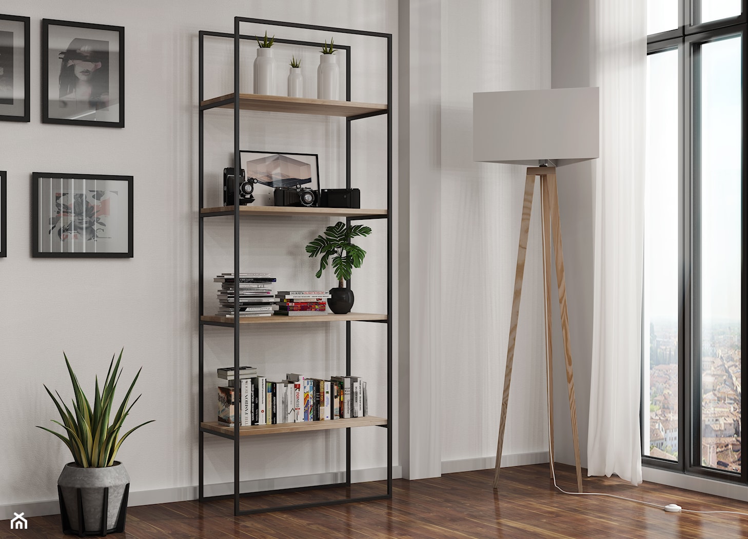 Minimalistyczny regał loft w stylu skandynawskim, SABIK. - zdjęcie od LIGHTWOOD - Homebook