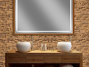 Nowoczesne lustro led z prostą ramą dębową - zdjęcie od LUSTRAdesign