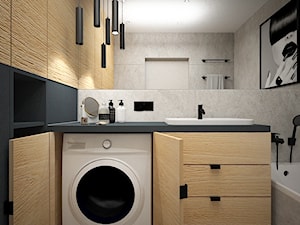 In grey tones - Mała bez okna z lustrem z marmurową podłogą z punktowym oświetleniem łazienka, styl nowoczesny - zdjęcie od NOON Pracownia Projektowa