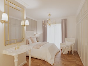 Apartament Kraków - Duża beżowa biała sypialnia, styl tradycyjny - zdjęcie od looma