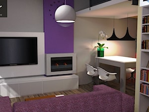 nowoczesna klasyka - Mały fioletowy szary salon z jadalnią, styl tradycyjny - zdjęcie od Niebudek Interior Design Agnieszka Niebudek