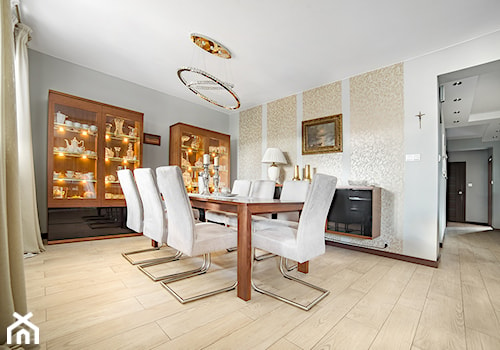 Mieszkanie Klasycznie - Średnia biała szara jadalnia jako osobne pomieszczenie, styl tradycyjny - zdjęcie od Niebudek Interior Design Agnieszka Niebudek