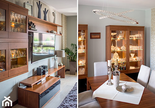 Mieszkanie Klasycznie - Średnia szara jadalnia w salonie, styl tradycyjny - zdjęcie od Niebudek Interior Design Agnieszka Niebudek