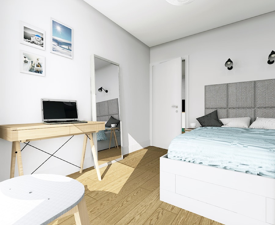 Mieszkanie J.T. - Średnia biała z biurkiem sypialnia, styl skandynawski - zdjęcie od Miliform