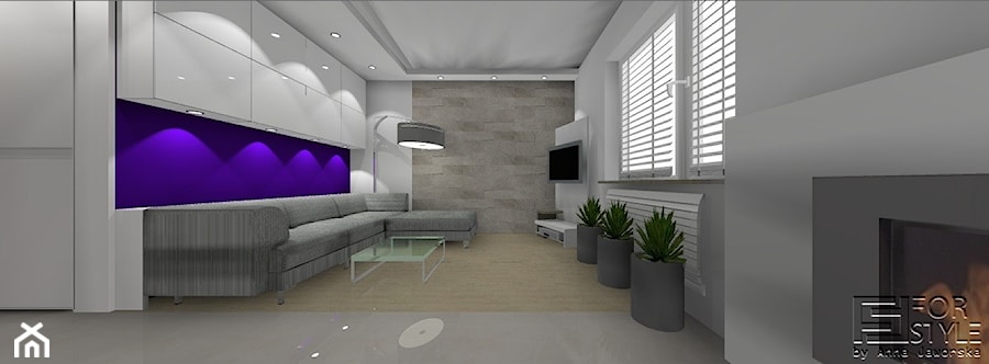 Nowoczesny salon z przytulnym kominkiem - Salon, styl nowoczesny - zdjęcie od 4-style Studio Projektowe