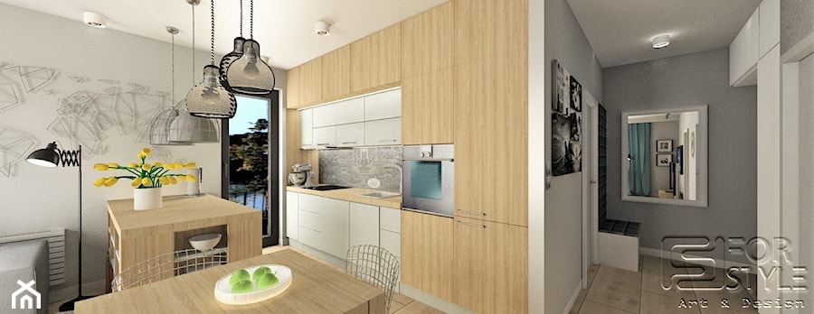 Salon z aneksem kuchennym na Woli - Kuchnia, styl nowoczesny - zdjęcie od 4-style Studio Projektowe