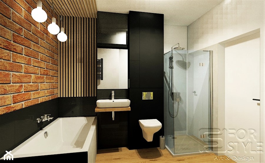 Mieszkanie na Bielanach - Średnia bez okna z punktowym oświetleniem łazienka, styl industrialny - zdjęcie od 4-style Studio Projektowe