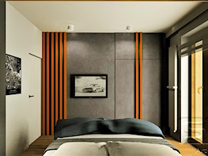 Mieszkanie na Bielanach - Średnia biała sypialnia z balkonem / tarasem, styl nowoczesny - zdjęcie od 4-style Studio Projektowe