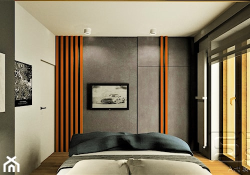 Mieszkanie na Bielanach - Średnia biała sypialnia z balkonem / tarasem, styl nowoczesny - zdjęcie od 4-style Studio Projektowe
