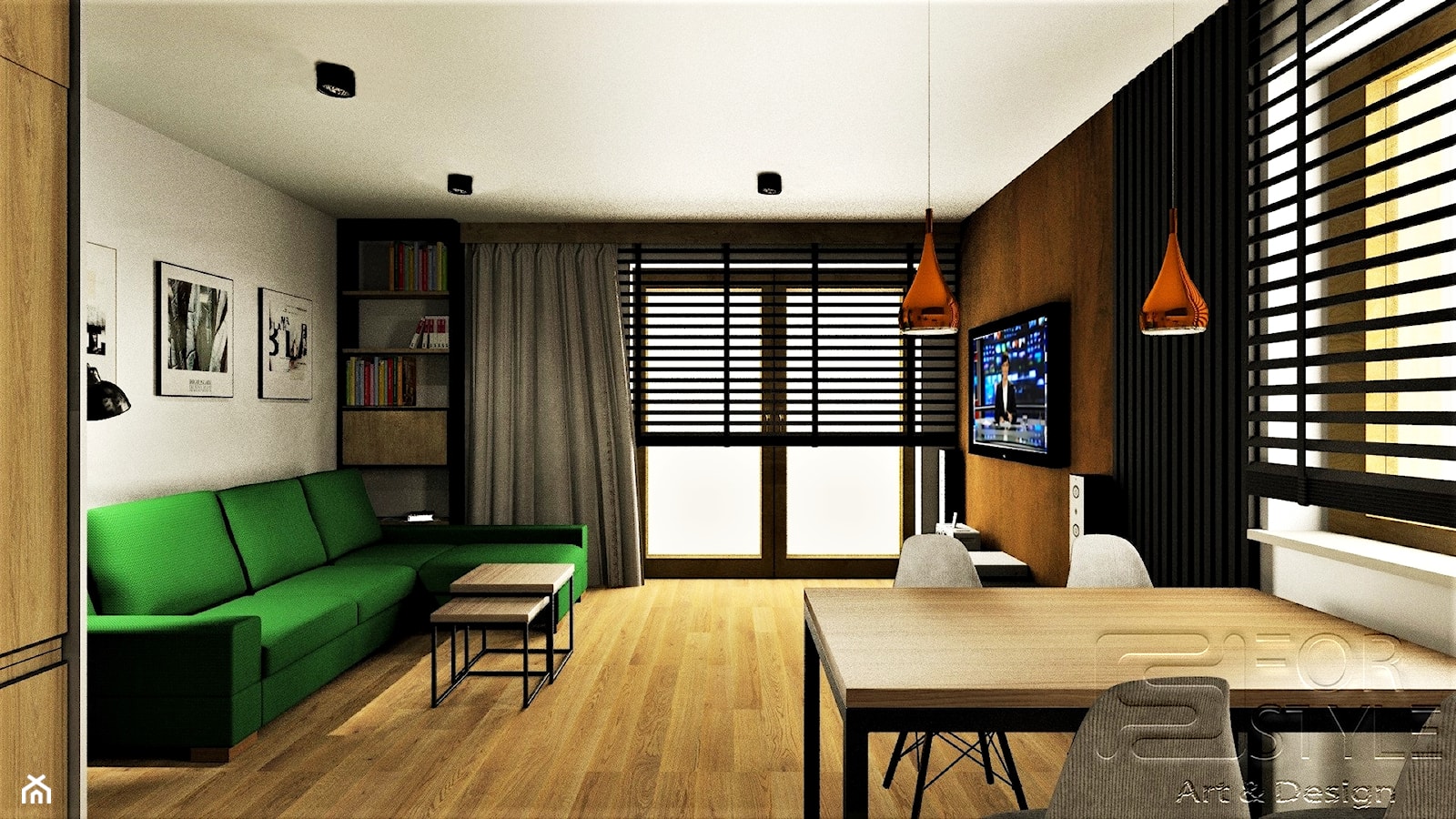 Mieszkanie na Bielanach - Duży szary salon z jadalnią, styl industrialny - zdjęcie od 4-style Studio Projektowe - Homebook