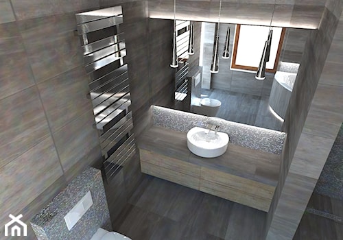 łazienka glamur - Średnia z lustrem łazienka z oknem, styl glamour - zdjęcie od Pracownia Projektowa Symetria