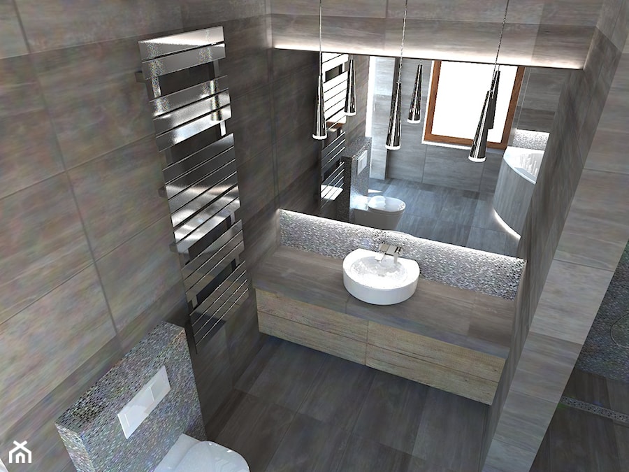 łazienka glamur - Średnia z lustrem łazienka z oknem, styl glamour - zdjęcie od Pracownia Projektowa Symetria