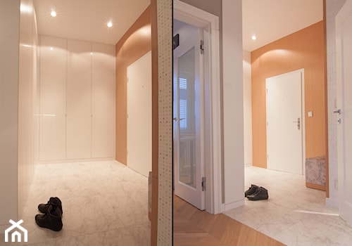 Mieszkanie 60m2 - Średni biały pomarańczowy hol / przedpokój, styl nowoczesny - zdjęcie od Projekt Kolektyw