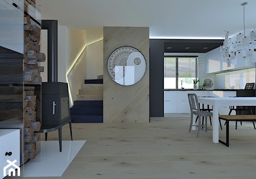 Dom 100m - Średni beżowy czarny hol / przedpokój, styl nowoczesny - zdjęcie od Projekt Kolektyw