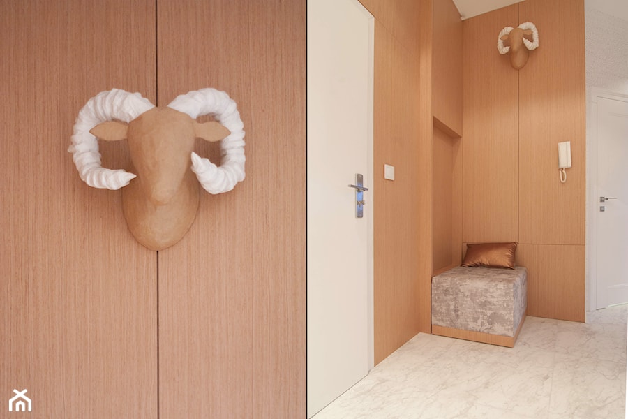 Mieszkanie 60m2 - Średni beżowy biały hol / przedpokój, styl skandynawski - zdjęcie od Projekt Kolektyw