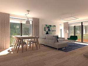 Dom 140m - Duży szary salon z jadalnią, styl nowoczesny - zdjęcie od Projekt Kolektyw